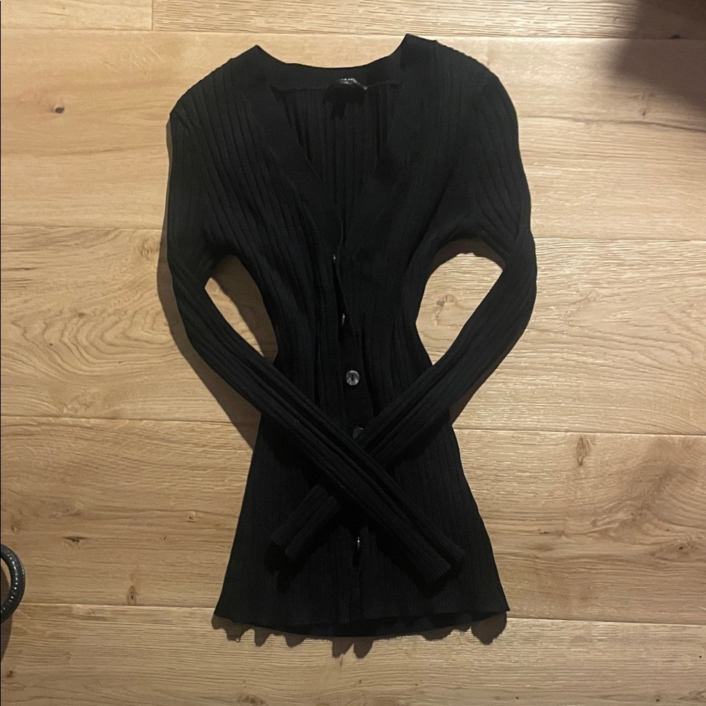 Dynamite Black Ribbed Button-Up